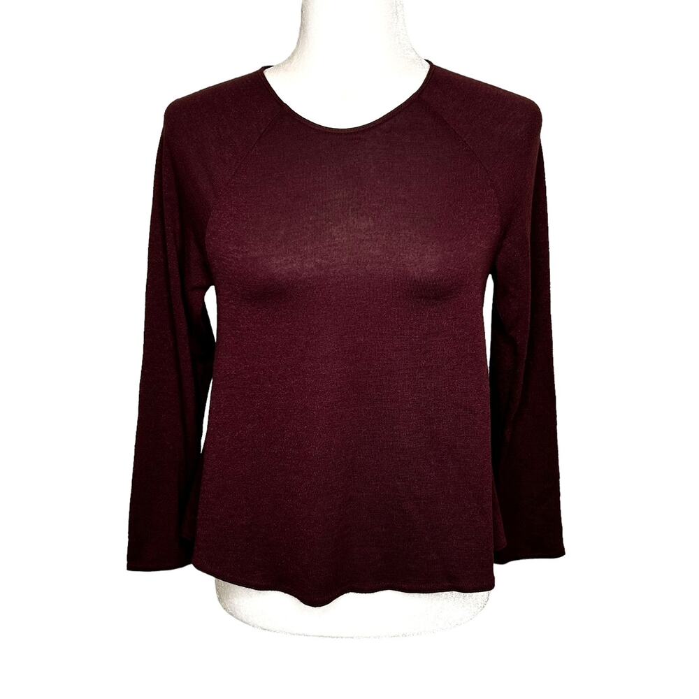 Wilfred Free Aritizia Dark Purple Long Sleeve Flowy Crew Neck Top Blouse Small